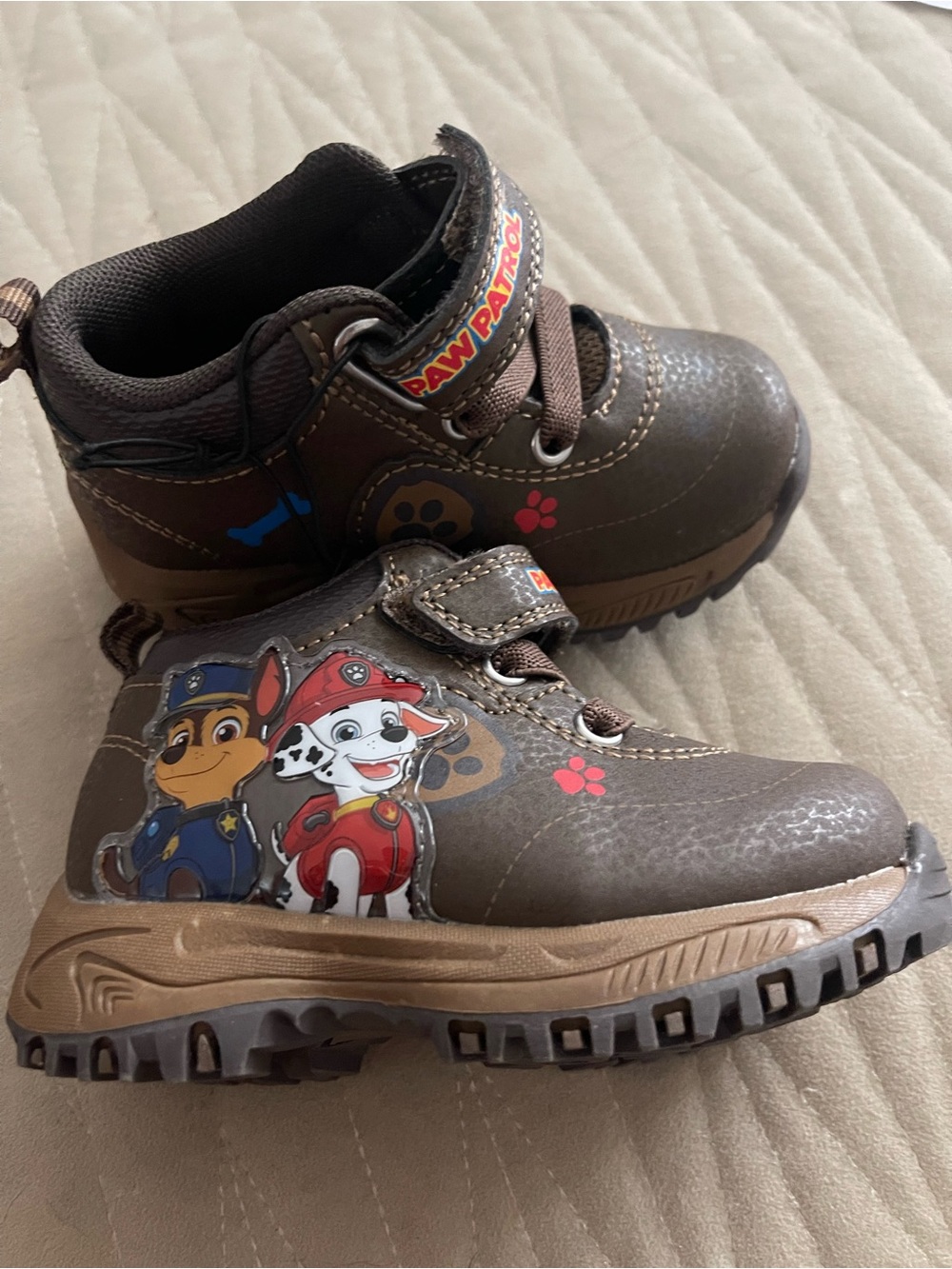 Paw Patrol Brown Kids Boots with Chase & Marshall Graphics